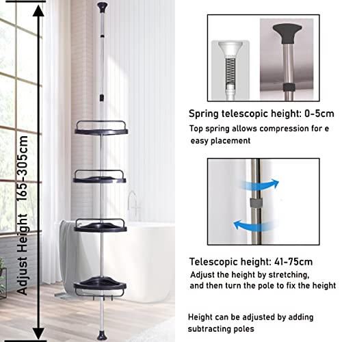 image for Gigecor Corner Shower Caddy, Bathroom Shower Corner Caddy Tension Pole