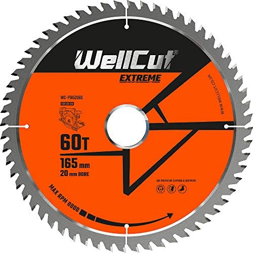 WellCut TCT Extreme Circular Saw Plunge Saw Blade 165mm 20mm Bore 28T, 48T, 60T (60 Teeth)