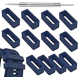 Gummi Uhrenarmband Schlaufe Verschlussring Halter 22mm 12Stk für Uhrenarmbänder Uhrenarmband Schlaufen für Sportuhr, Sportband Armbandzubehör (Navy blau)