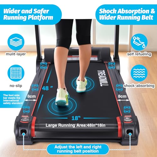Image of Treadmills with Incline for Home with Screen, Foldable Walking Treadmill with Heart Sensor,Under Desk Treadmill 3.5 HP Quiet Brushless,48 * 18 inch Running Area,with Bluetooth /App Audio Speakers
