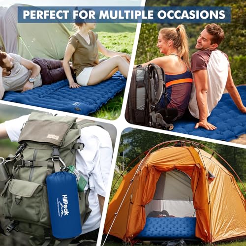 Image of HiiPeak Camping Sleeping Pad, Suede Top Camping Mat with Pillow, Built-in Foot Pump Inflatable Sleeping Pads Compact for Camping Backpacking Hiking Traveling Tent