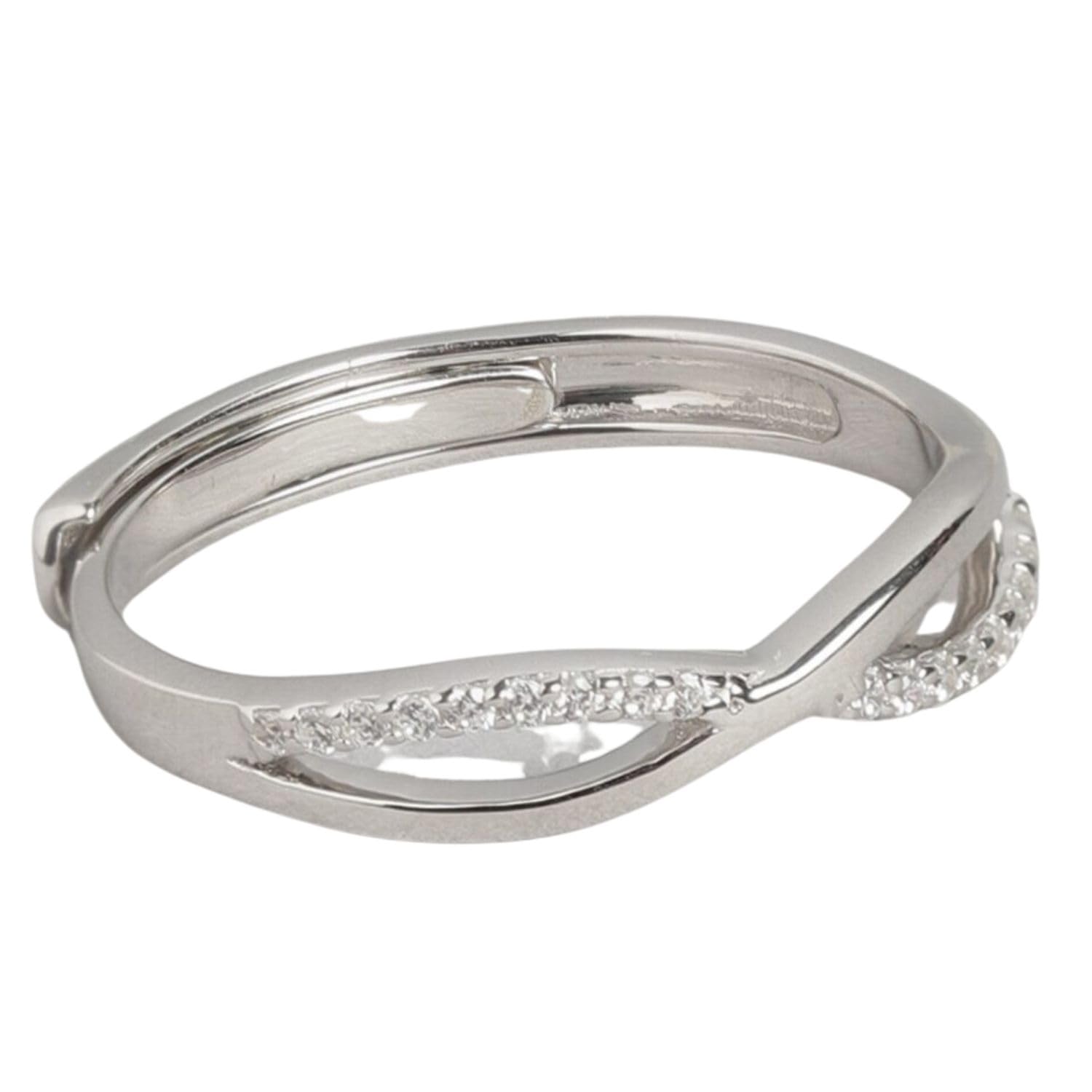 ZAVYA 925 Sterling Silver Cubic Zirconia CZ Infinity and Beyond Rhodium Plated Adjustable Ring | Gift for Women & Girls | With Certificate of Authenticity & 925 Hallmark (B0C7KRTCR9) Amazon Price History, Amazon Price Tracker
