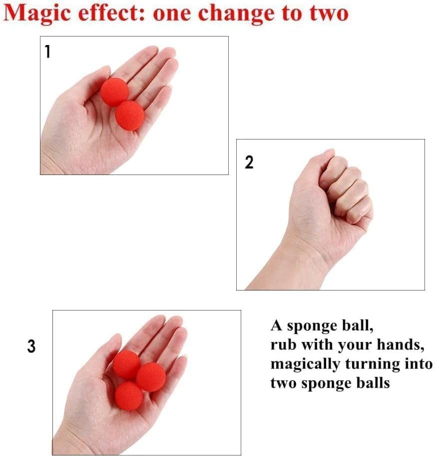 Ymhapp 10Pcs Red Sponge Balls Soft Magic Sponge Balls Combo Close-Up Magic Street Classical Comedy Trick Props with Instructions(3.5cm) - Image 4