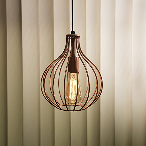 Image of Homesake Copper Vintage Edison Filament E27 Hanging Ceiling Light for LED /Filament Bulb, Decorative Urban Retro Lighting (Rose Gold)