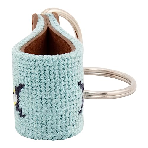 Image of Leather Hand-Stitched Needlepoint Key Fob or Key Chain