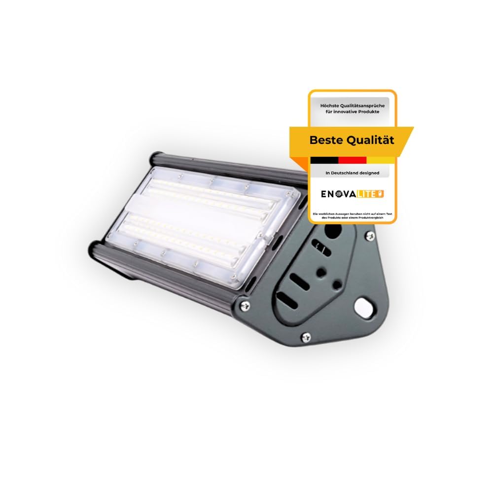 ENOVALITE LED Hallenleuchte 50W 8 Stück 5000K Neutralweiß 6000lm - Industrie Hallenstrahler für Werkstatt, Lager, Garage - 120lm/W IP65 IK10 ENEC – High Bay Industrielampe Hallenbeleuchtung