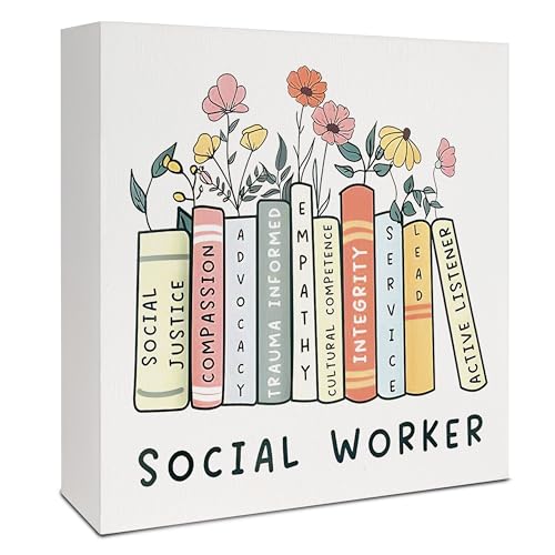 VIIJJUE Social Worker Empower Gifts for Women, Floral Bookish Appreciation