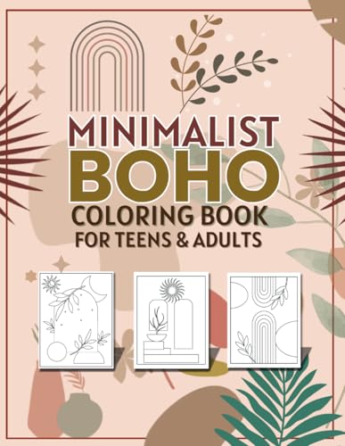 Minimalist Boho Coloring Book for teens and adults: 50 Single-Sided