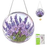 MISCER Lavendel Diamond painting Hängende Ornament Kit, DIY Doppelseitig Diamant Malerei Fensterbilder Anhänger, Diamant Kunst Anhänger Kit für Kinder Erwachsene Tür-oder Fenster Wand Deko
