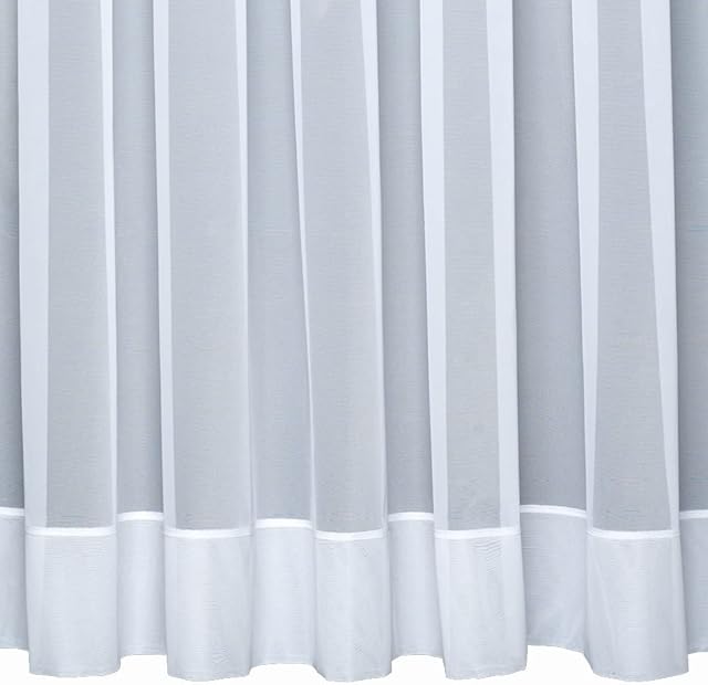 JANE  Plain White Envelope Hemmed 28 gauge Net Curtain  Sold by the Metre. (91cm / 36")