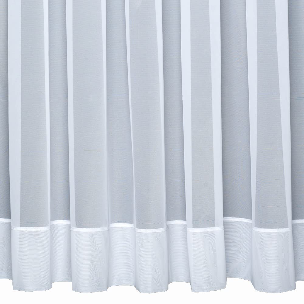 Silverthorn Soft Furnishings White - Jane – Plain Envelope Hemmed 28 Gauge Net Curtain – Sold By The Metre. (122Cm Drop / 48 Inch Drop)
