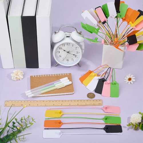 GOMAKERER 120 Stück Kunststoff-Versandanhänger, 6 Farbe Wasserdichte Hängeetiketten Kabelbinder Tags Kabelbinder Etiketten, Beschreibbare Für Koffer Reisegepäck Zubehör