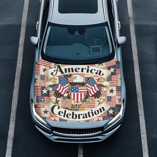 Image of American Flag Car Hood Front Hood Covers for Cars Patriotic Automotive Hood Cover UV Resistance Engine Cover Cover 250th Celebration Decorative Accessories for Women Men