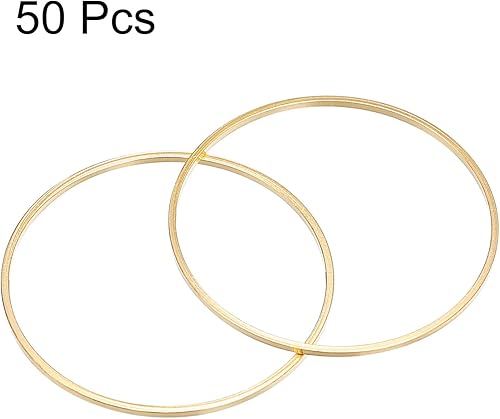 Miniatura 3 de uxcell Anillos de enlace redondos de bisel de círculo hueco de latón, conectores de joyería para pendientes, collares, fabricación de joyas