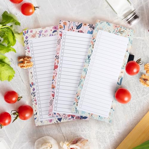 eROOSY 3 Stück Magnetische Notizblöcke, Magnetischer Einkaufszettelblock für den Kühlschrank, To-Do-List, To Do Listen Block, 50 Blatt/Block