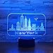 Produktbild orangeww 3d Illusion Lampe/Schlafzimmer Nachtlicht / 7 Farben Ändern/kreative Schreibtischlampe/Geburtstagsgeschenk/Kinderspielzeug/New York Building