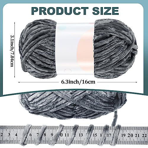 Image of Xinnun 12 Skeins 1116 Yards Chenille Velvet Soft Thick Plush Yarn Bulk for Crocheting Knitting Blanket DIY Weaving Craft, 6mm, 3.5 Oz /Skein(Simple Color)