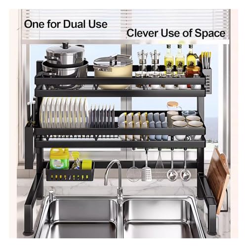 OverSink - Scolapiatti grande da appoggio Orga salvaspazio da cucina, scolapiatti per lavelli (dimensioni: 64 x 28 x 81 cm)