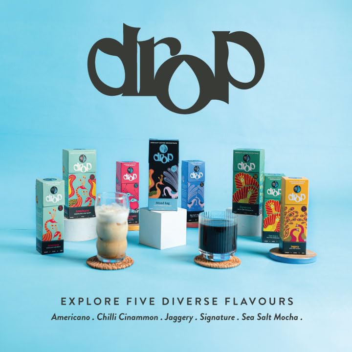 Image of Blue Tokai Coffee Roasters Drop Jaggery | Liquid Coffee Concentrate | 100% Arabica | Ready to Use Coffee | Hot or Cold | Pack Of 5 Sachets | 20ML Each | Instant Coffee | Specialty Coffee Concentrate