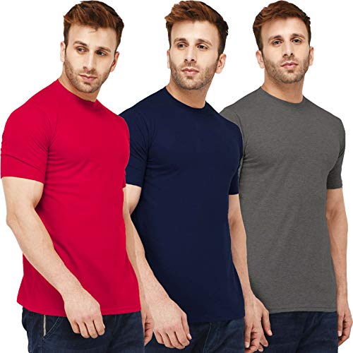 Image of Solid Men Half Sleeve Round Neck T-Shirt (Pack of 3)