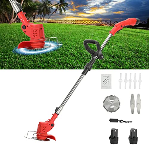 Haloppe 12V 2000mAh Cordless Grass String Trimmer with 2 Batteries Charger,Telescopic Electric Grass Trimmer Weed Lawn Mower,Garden Brush Cutter