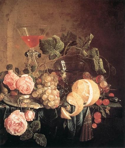 Peinture Jan Davidsz De Heem avec fleurs et fruits, affiche moderne déco murale 60x90