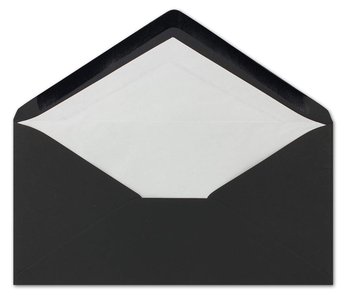 NEUSER PAPIER 50 x DIN long envelopes, black with white silk lining, 11x22 cm, 100 g/m² - Image 3