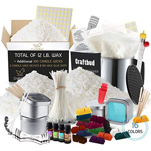 CraftBud Candle Making Kit for Adults and Kids with 10 LBs Soy Candle Wax Flakes - Full DIY Candle Making Kit with All Candle Making Supplies - Candle Kit with Soy Wax Flakes for Candle Making