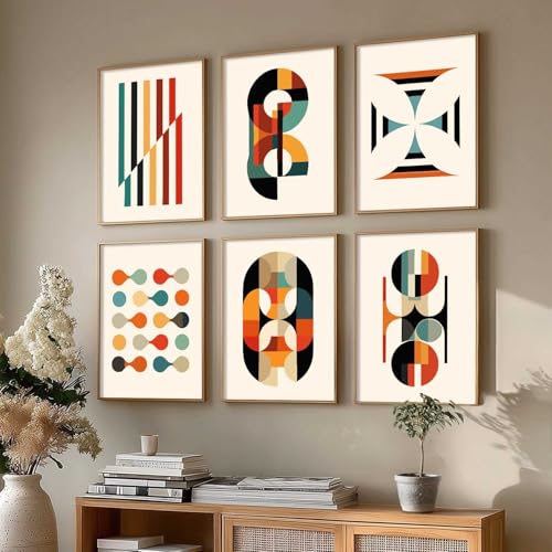 Image of kotart Boho pattern Theme Digital Wall Art Prints for Living Room Bedroom Office Room Decor - Painting for Wall Decoration - (Pack of 6 Multicolor) (13x17 inch, J)