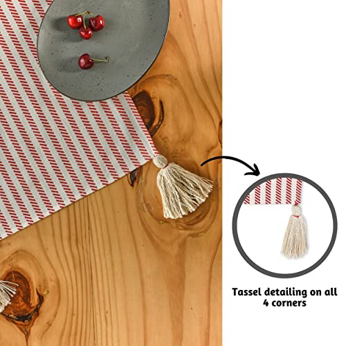 Folkulture Farmhouse Table Runners 72 Inches Long With Tassels For Bohemian Decor,100% Cotton Boho Table Runner For Wedding Decor, Decorative Rustic Table Runners, Scarlet Red #TOP4