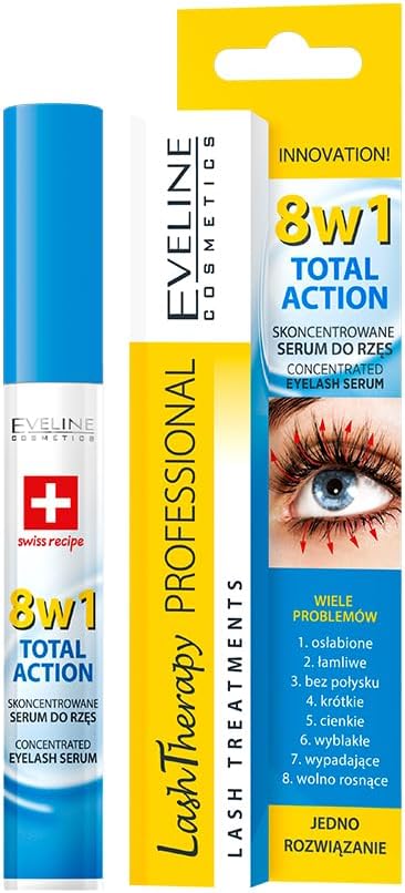 Concentrated Eyelash Serum for Growth, Lash Therapy Professional, Increases Length and Thickness of Eyelashes, Total Action 8 in 1 Eyelash Serum - 10ml (Pack of 1)