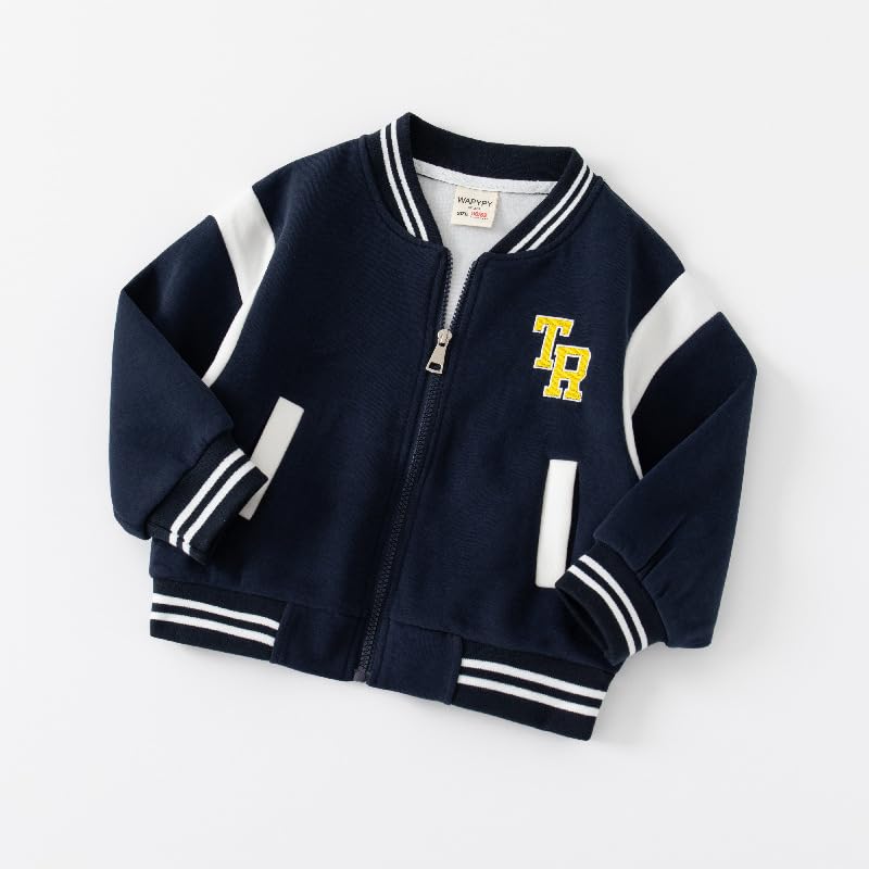 Meufam Toddler Boys Baseball Jacket Zip Up School Bomber Jacket Little Kid Active Sport Fall Warm Coat with Pocket2