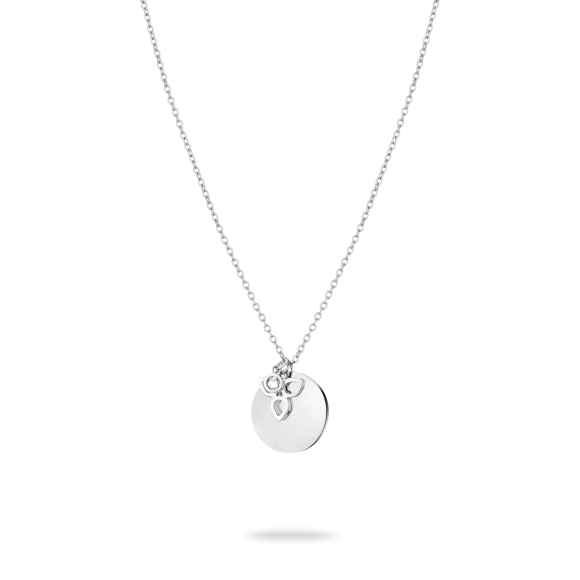 Tamaris Flower Necklace – Silver – Necklace with Plate and Flower Pendants Made of Stainless Steel