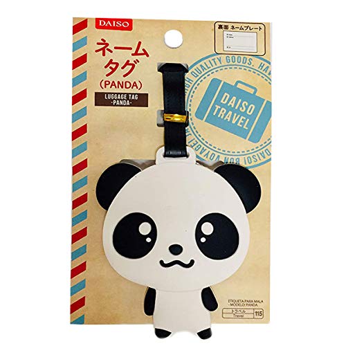 Daiso Panda - Etiqueta para Equipaje de Mano, Color Blanco y Negro Hecho de PVC (sin látex)