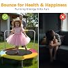 HLC 37 Inch Foldable Toddler Trampoline with Safety Handle - Indoor Outdoor Mini Trampoline for Kids, Max Weight 60kg/132lbs