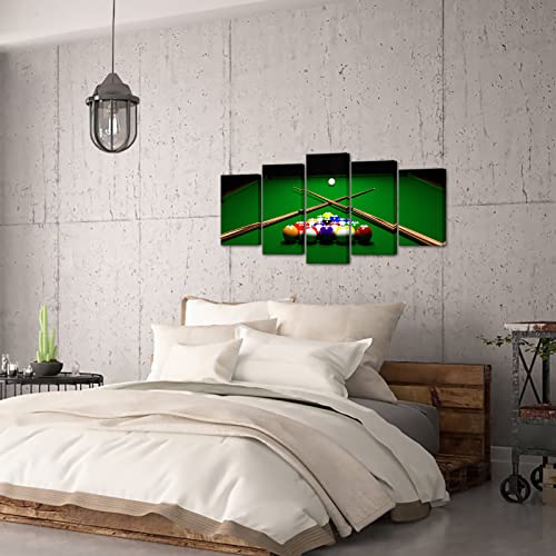 Yeilnm 5 Pieces Canvas Prints Cool Billiards Ball Wall Art Green Pool Snooker Picture Painting Home Lounge Bar Game Room Bedroom Decor Stretched And Framed Ready To Hang #TOP3