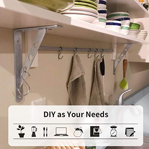 Image of YUMORE Shelf Brackets Heavy Duty, 400x280mm L Shaped Shelf Brackets Stainless Steel Floating Table Supports Angle Bracket for Worktop Bench Shelves, Max Load 440lbs, 2Pack
