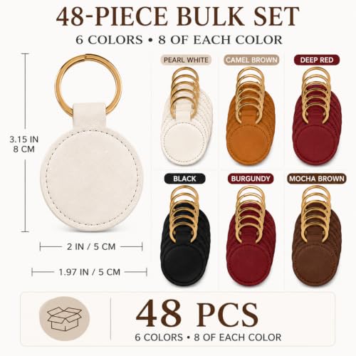 Image of Leather Keychain Blanks DIY Crafts | PU Leather Key Fob Kit with Metal Rings, Laser Engraving Blanks Keychain Bulk, Customized Keychains Backpack Birthday Gift