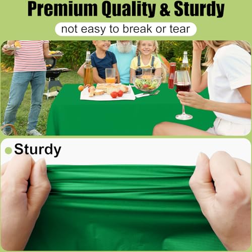 Image of Smiry Disposable Table Cloth 3 Pack, 84 Inch Round Waterproof Plastic Tablecloth, Decorative Round Table Covers for Party, Birthday, Picnic, Green