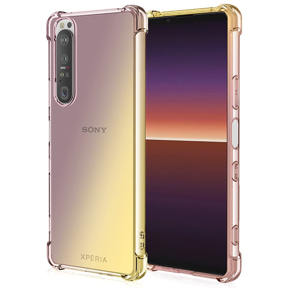 DOINK Cover Pendenza Colorato per Sony Xperia 1 IV, Custodia Traslucido Silicone TPU con Antiurto Bumper - Viola Blu
