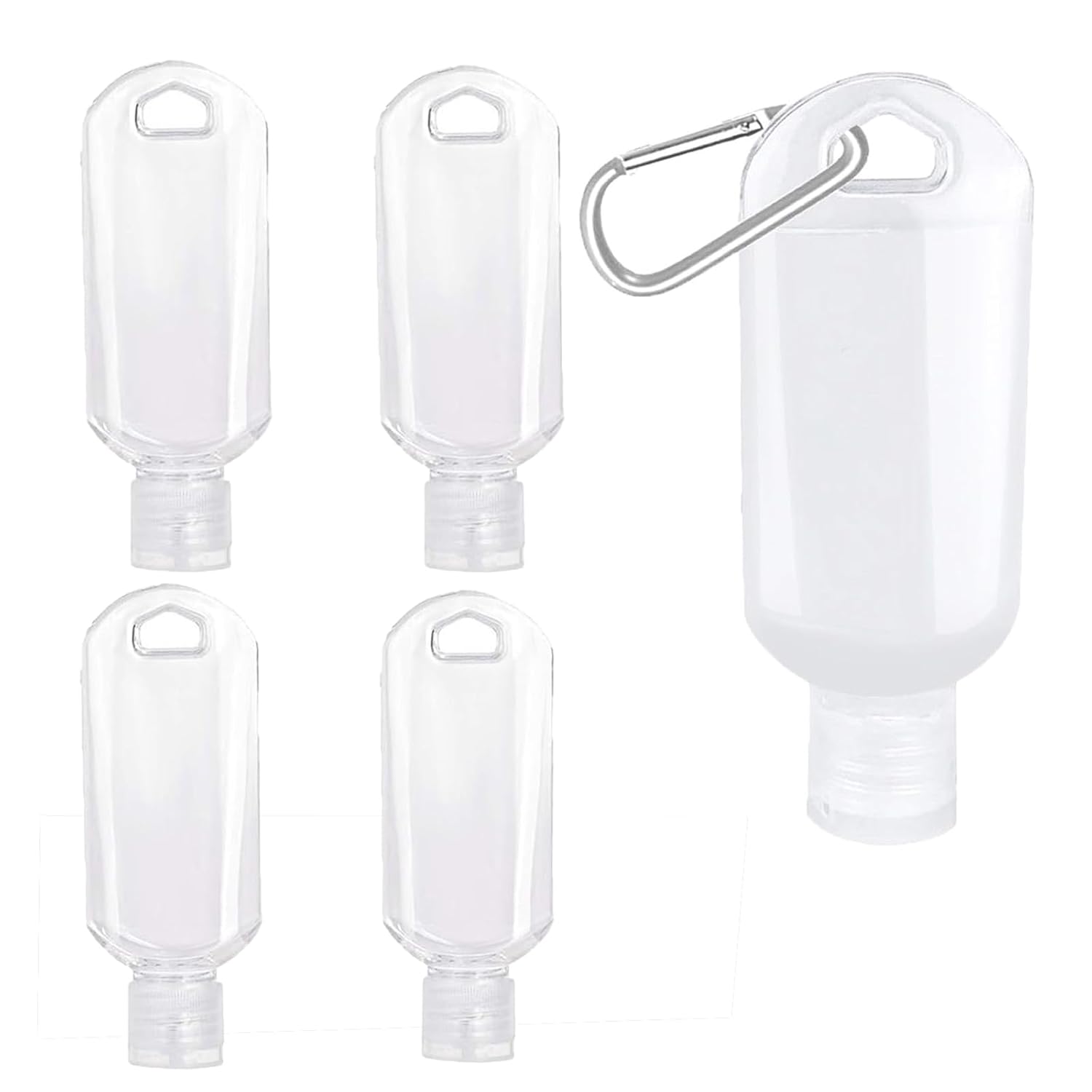 4pcs Clear Portable Travel Bottles,Hand Sanitizer Containers, Refillable Travel Bottle Portable with Hook,Leakproof Travel Bottles for Hand Sanitizers,Disinfectant Alcohol,Liquids,Toiletries