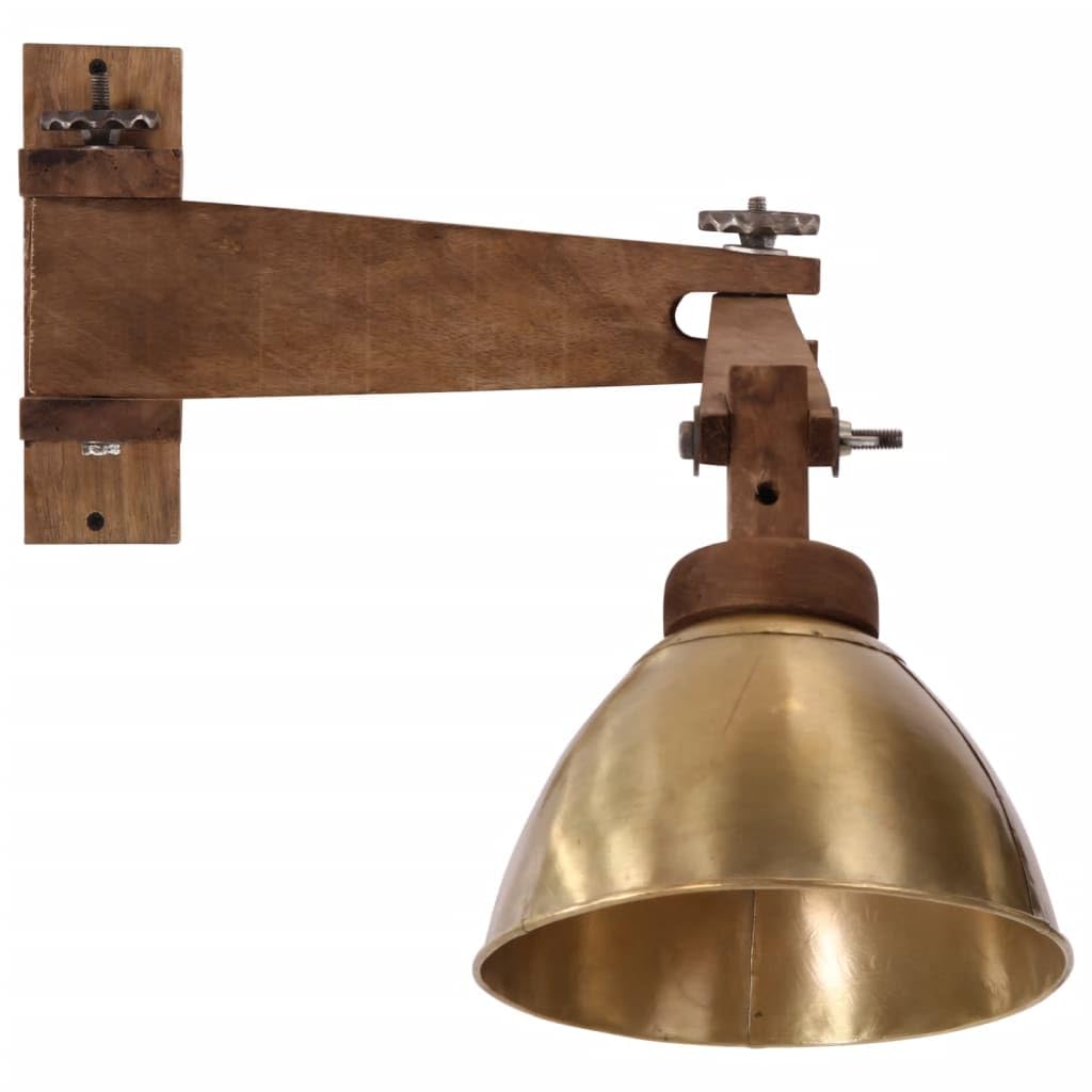 Lampa ścienna 25 W E27 ek kolor mosiądzu lite drewno mango
