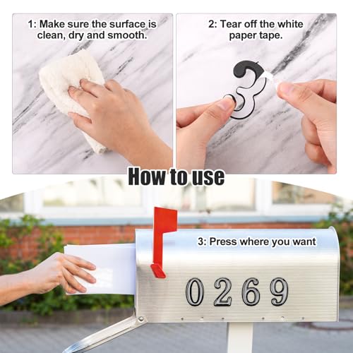Image of 20pcs Reflective Mailbox Number Stickers, 2in Long 0-9 House Address Label Self Adhesive Decals Sign Accessories Supplies for Outside Door Mail Box