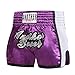 Unisex Boxing Shorts for MMA, Muay Thai and Fitness Training, Elastic Waist and Breathable Polyester, Lightweight Martial Arts Trunks for Adults, Pink（Purple） M
