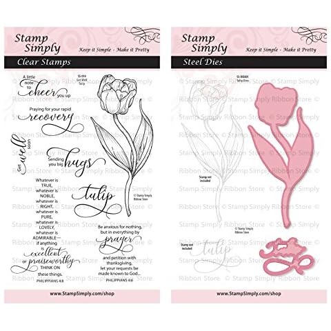 Stamp Simply Clear Stamps Get Well Soon Tulip Garden Flower and Die Christian Religious (2-Pack) 4x6 Inch Sheets - 10 Pieces Cover