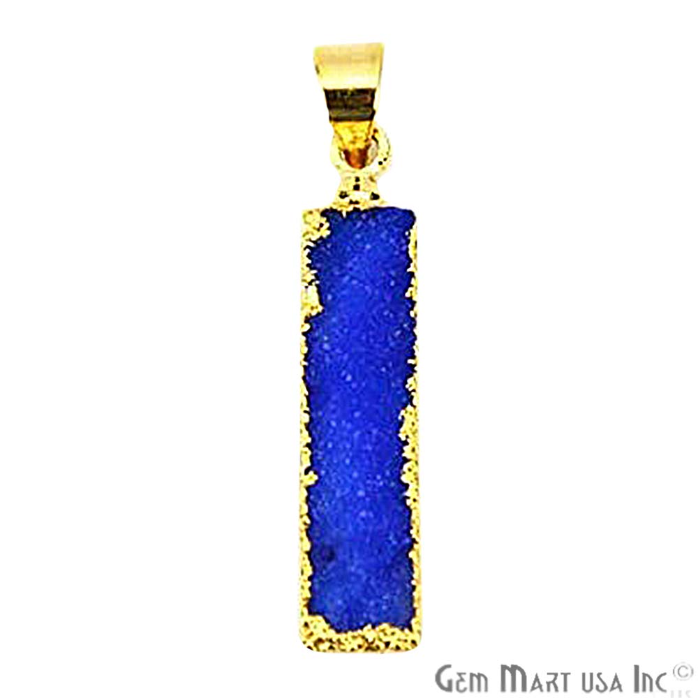Select Your Pendant 22k Gold Electroplated Druzy Bar Charms Necklace Pendant (Blue (PEZ-50012))