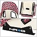 NRG Innovations FRP-303-PK-SAVAGE Prisma Fixed Back Bucket Racing Seat with Bottom Mount Bracket,Pink Savage Cheetah/White Pearl Back