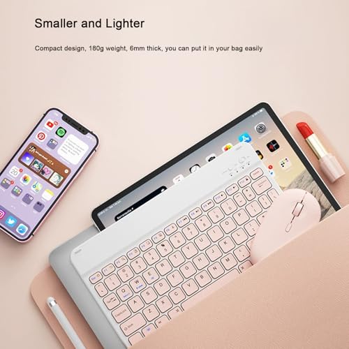 Image of Bluetooth Keyboard and Mouse Combo for iPad, 10 inch Wireless Keyboard & Mouse, Ultra-Slim Portable Rechargeable Keyboard for iPad Pro Air Mini iPhone Samsung Tablet, iPhone15 /14 /13 Pro