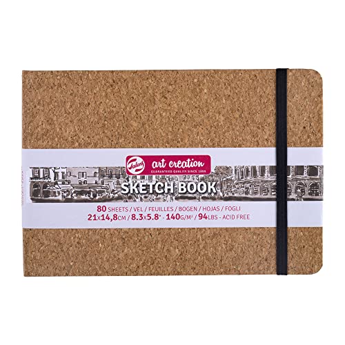 Talens Art Creation Sketchbook Cork - 21x14.8cm, 140g, 80 Sheets - Ideal for Pencil Pastel, Acrylic and More