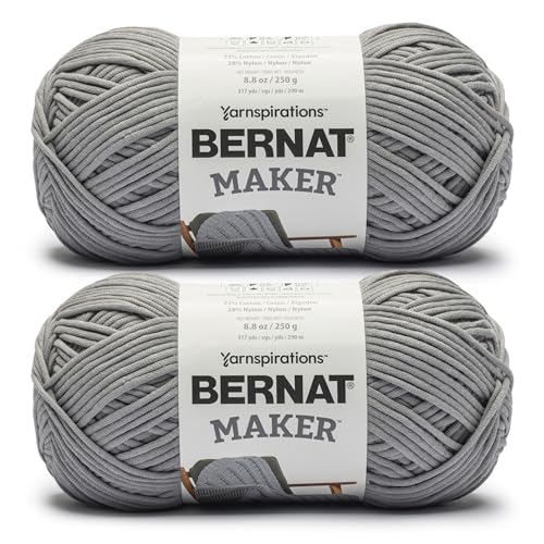 Image of Bernat Maker Gray Yarn - 2 Pack of 250g /8.8oz - 72% Cotton 28% Nylon - #5 Bulky - 290m /317Yards - for Knitting, Crochet and Amigurumi